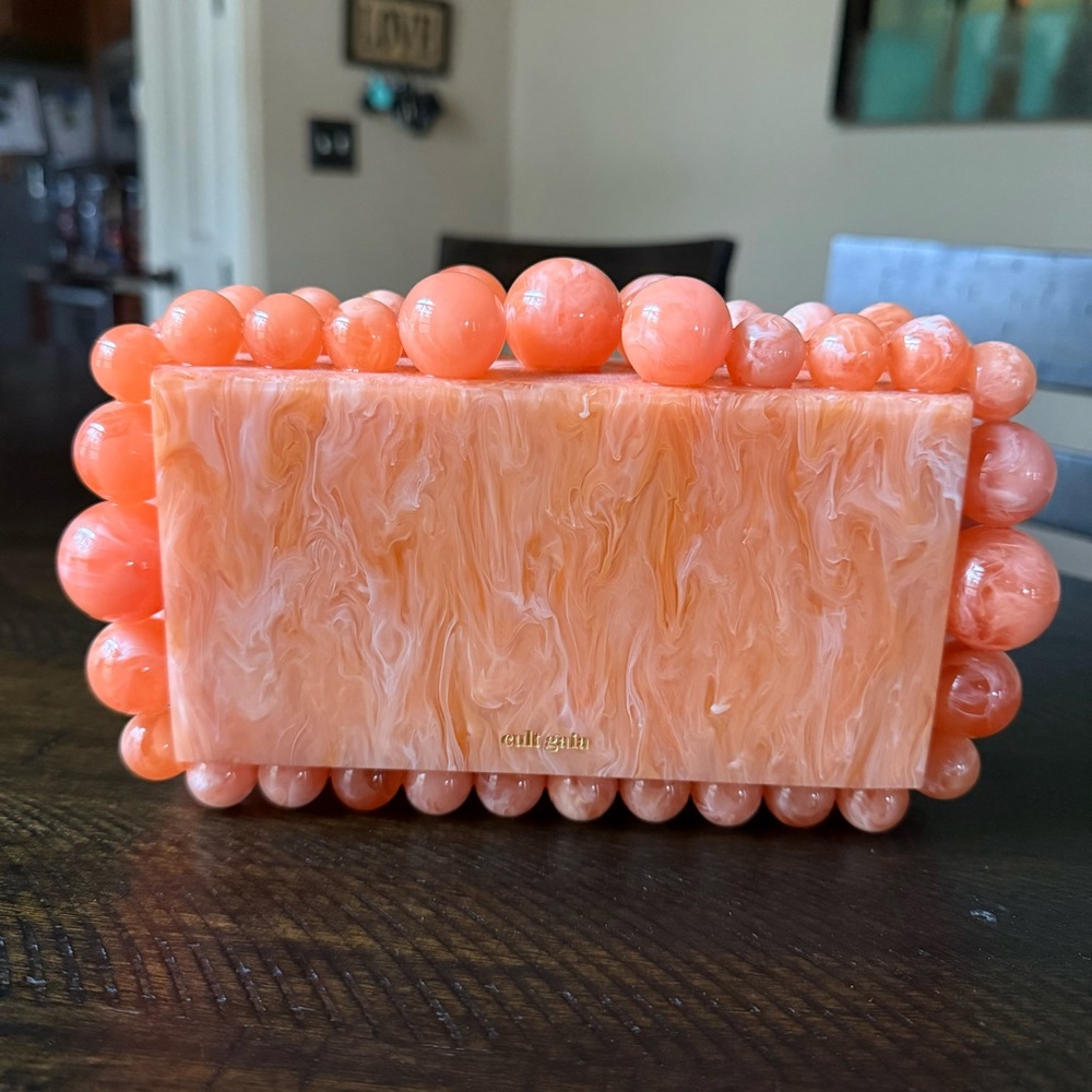 Cult Gaia Papaya Beaded Clutch